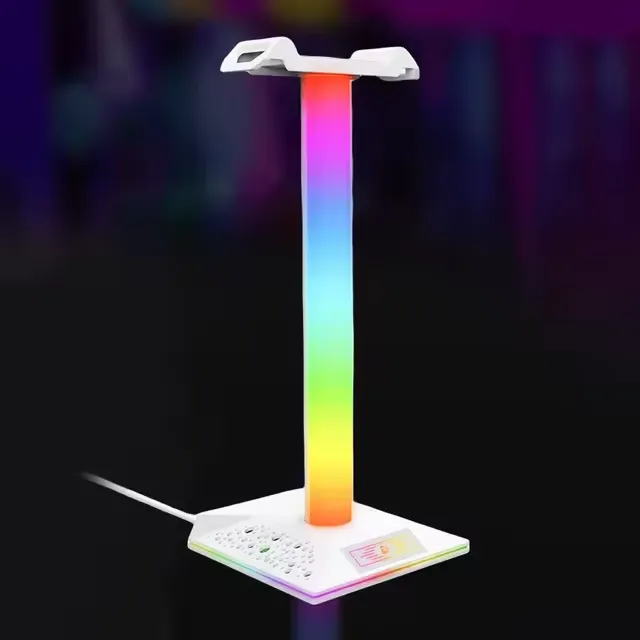 [RHSDN] RGB Headset Stand Dream color Lights with Type-c USB Ports Headphone Holder for TV Desktop Gamers Gaming PC Accessories Desk