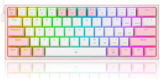 [RFK6U] Redragon Fizz K617-RGB 60% Mechanical Keyboard, Red key Switch, Hot Swappable, Wired Connectivity, Detachable Type-C Cable, English Layout,| K617-RGB (مستعمل)