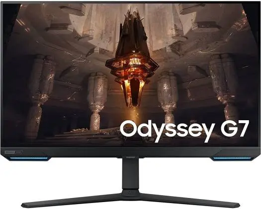 [SOG3U] (SAMSUNG Odyssey G7 28" 4K UHD 144Hz IPS Gaming Monitor, 1msGTG) Response Time, G-Sync Compatible, 1 Bn Colors, HDR10+ Gaming, Wi-Fi Bluetooth, USB Hub 3.0, Black | LS32BG702EMXUE (Used)