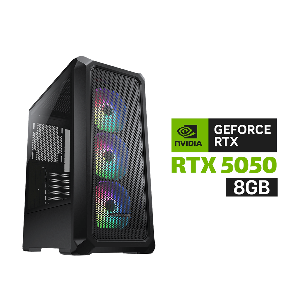 [NS031191] Gaming PC - Intel i5-12400F Processor, H610 D5 Motherboard, 16GB DDR5 Ram, 1TB NVMe SSD, RTX 5050 8GB, 650 WATT PSU, Cougar Archon 2 Mesh RGB Case with 3 ARGB Fans, USB Wi-Fi Adapter, Windows 11 Pro (License)