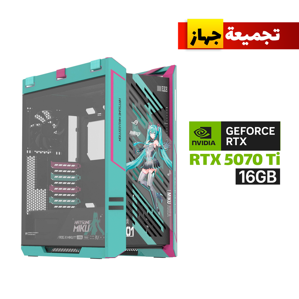 [NS032078] Gaming PC AMD RYZEN 7 9800X3D Processor, ASUS X870-P WIFI Motherboard, 32GB DDR5 RAM, 2TB SSD NVMe, ASUS PRIME RTX 5070 TI 16GB VGA, ASUS PRIME L360 Liquid Cooler, 1000 WATT PSU GOLD, Asus ROG Strix Helios II Hatsune Miku Case, Windows 11 Pro (License)