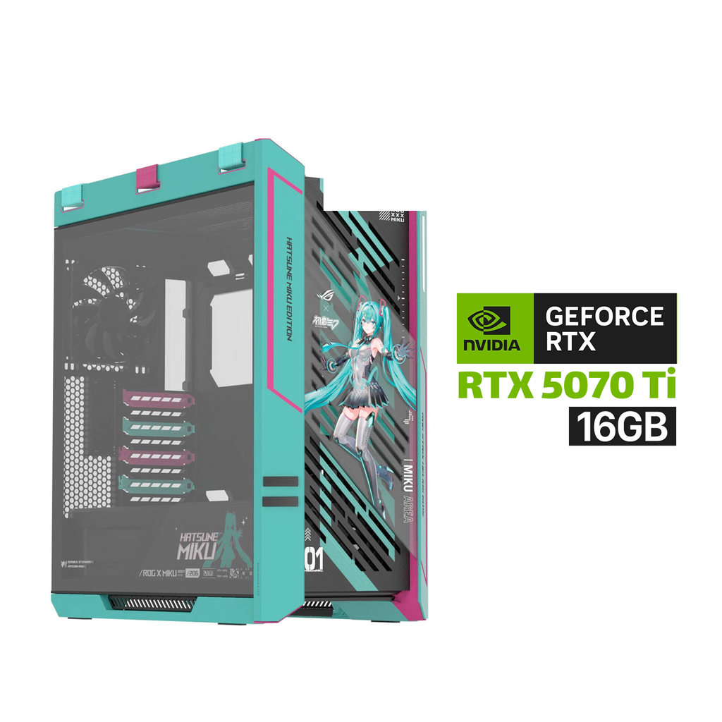 [NS032078] Gaming PC AMD RYZEN 7 9800X3D Processor, ASUS X870-P WIFI Motherboard, 32GB DDR5 RAM, 2TB SSD NVMe, ASUS PRIME RTX 5070 TI 16GB VGA, ASUS PRIME L360 Liquid Cooler, 1000 WATT PSU GOLD, Asus ROG Strix Helios II Hatsune Miku Case, Windows 11 Pro (License)