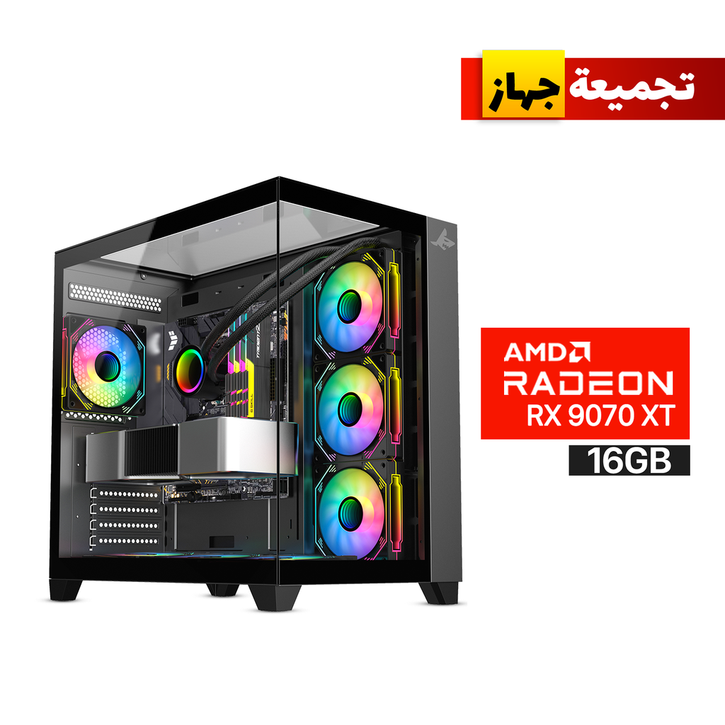 Gaming PC AMD Ryzen 7-7800X3D CPU, B650 Motherboard, 32GB DDR5 RAM, 2TB NVMe SSD, XFX Quick Silver Radeon RX 9070 XT 16GB VGA, 850 WATT GOLD PSU, AZZA L360 Liquid Cooler, Sharx Profin GX700 Case, Windows 11 Pro License