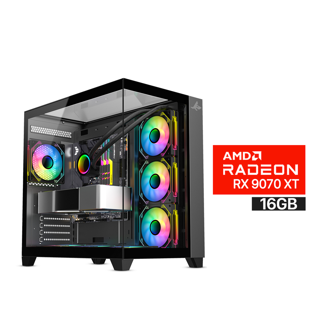 [NS029361] Gaming PC AMD Ryzen 7-7800X3D CPU, B650 Motherboard, 32GB DDR5 RAM, 2TB NVMe SSD, XFX Quick Silver Radeon RX 9070 XT 16GB VGA, 850 WATT GOLD PSU, AZZA L360 Liquid Cooler, Sharx Profin GX700 Case, Windows 11 Pro License