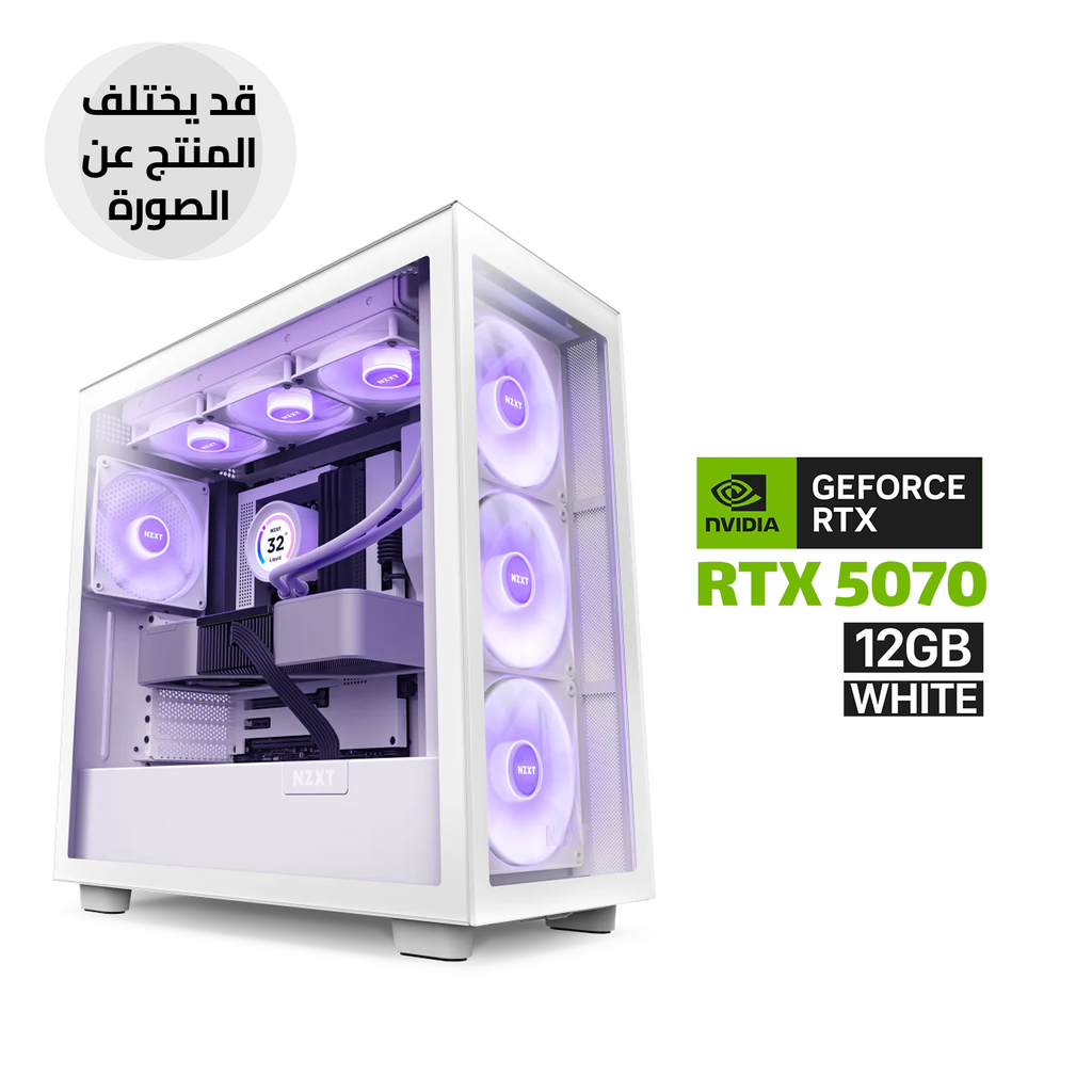 Gaming PC AMD Ryzen 7-9700X Processor, MSI B650 PLUS WIFI Motherboard, 32GB RAM DDR5, 1TB NVMe SSD, RTX 5070 12GB White, L360 Liquid Cooler White, 750 WATT GOLD PSU, NZXT H7 Elite Premium Mid Tower Case with 4 RGB Fans, Windows 11 Pro (License)
