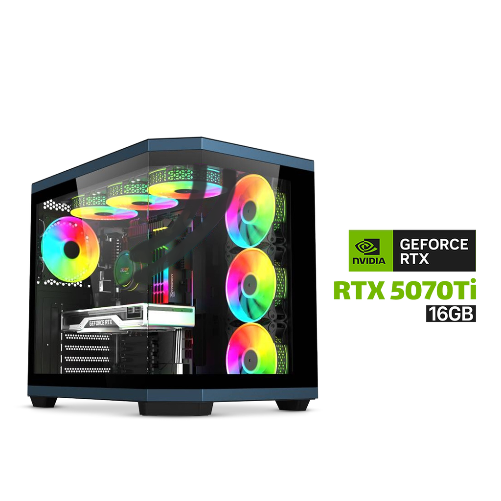Gaming PC AMD Ryzen 9 9900X3D, MSI X870 Gaming Plus WiFi DDR5 MB, 32GB DDR5 (6000) RAM, 2TB NVMe Gen-4 SSD, RTX 5070 Ti 16GB VGA, 1000 WATT GOLD PSU, Asus Prime L360 Liquid Cooler, Acer V950 Mid Tower Case With 7x RGB Fans, Windows 11 Pro License