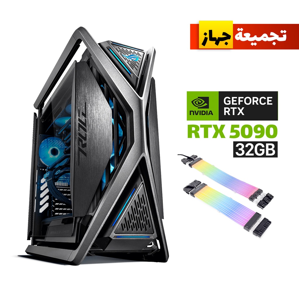 [NS031921] Gaming PC AMD Ryzen 9-9950X3D, ASUS ROG Strix X870E Motherboard, 64GB DDR5 6000 RAM, 2TB NVMe Gen-4 SSD, ASUS TUF RTX 5090 32GB GPU, Asus Ryujin iii Extreme Liquid Cooler, Asus TUF 1200W PSU, LianLi Strimers, Hyperion GR701 Case, Win 11 Pro