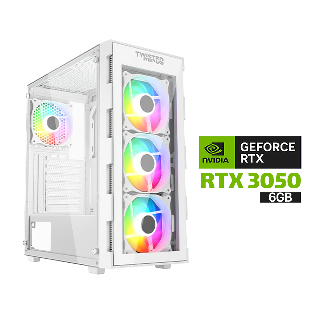 [NS028787] Gaming PC i5-12400F CPU, H610 DDR4 Motherboard, 16GB DDR4 RAM, 1TB NVMe SSD, 650 WATT PSU, RTX 3050 6GB VGA, Twisted Minds Titan Mid-Tower Case white With 4x RGB Fans, USB Wi-Fi Adapter, Windows 11 Pro License