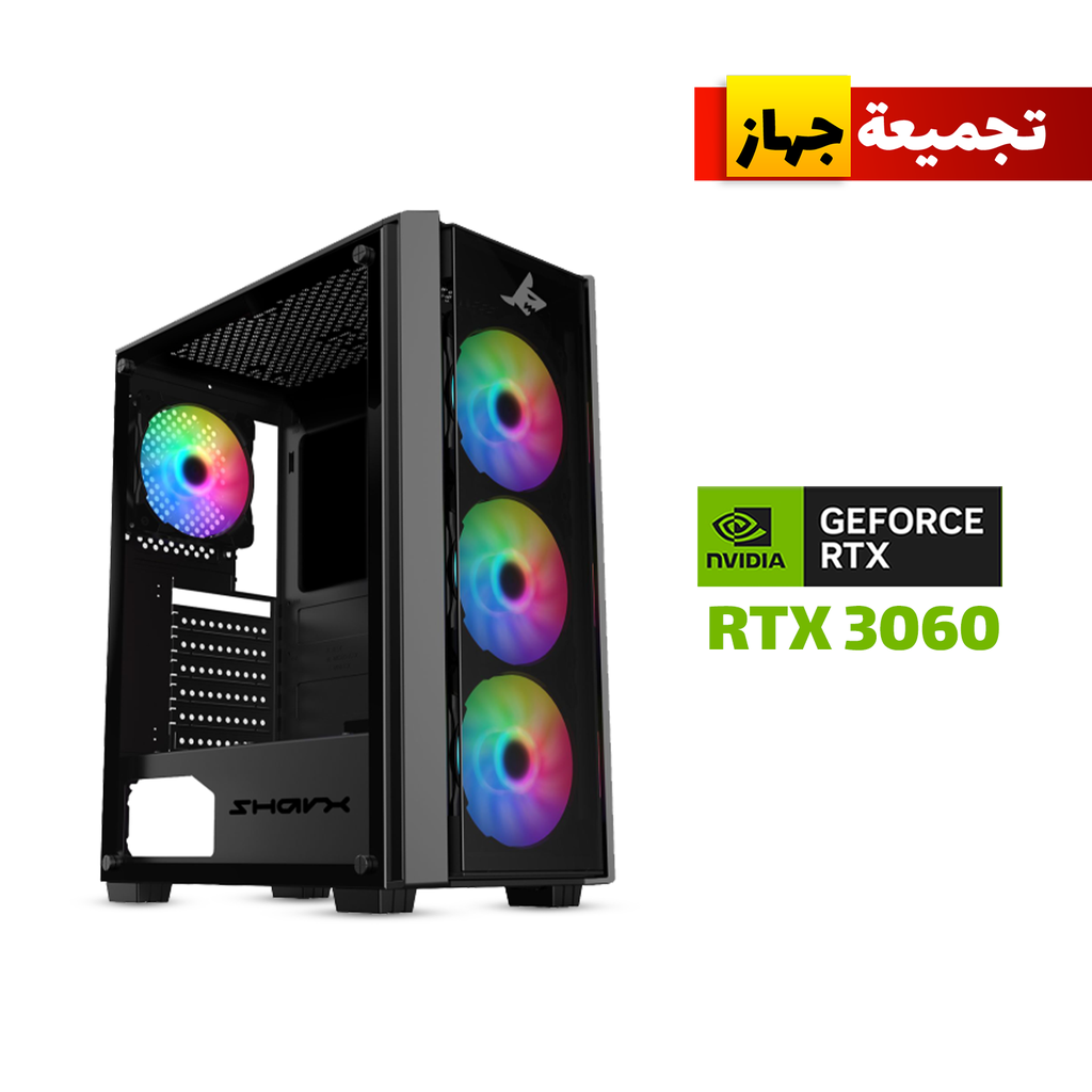 [NS026609] Gaming PC i5-12400F Processor, H610 Motherboard, 16GB DDR4 RAM, 1TB NVMe SSD, RTX 3060 12GB VGA, 650 WATT PSU, Sharx Striker Mid Tower Gaming Case, 4x Pre-Installed RGB Fans, USB WiFi Adapter, Windows 11 Pro License