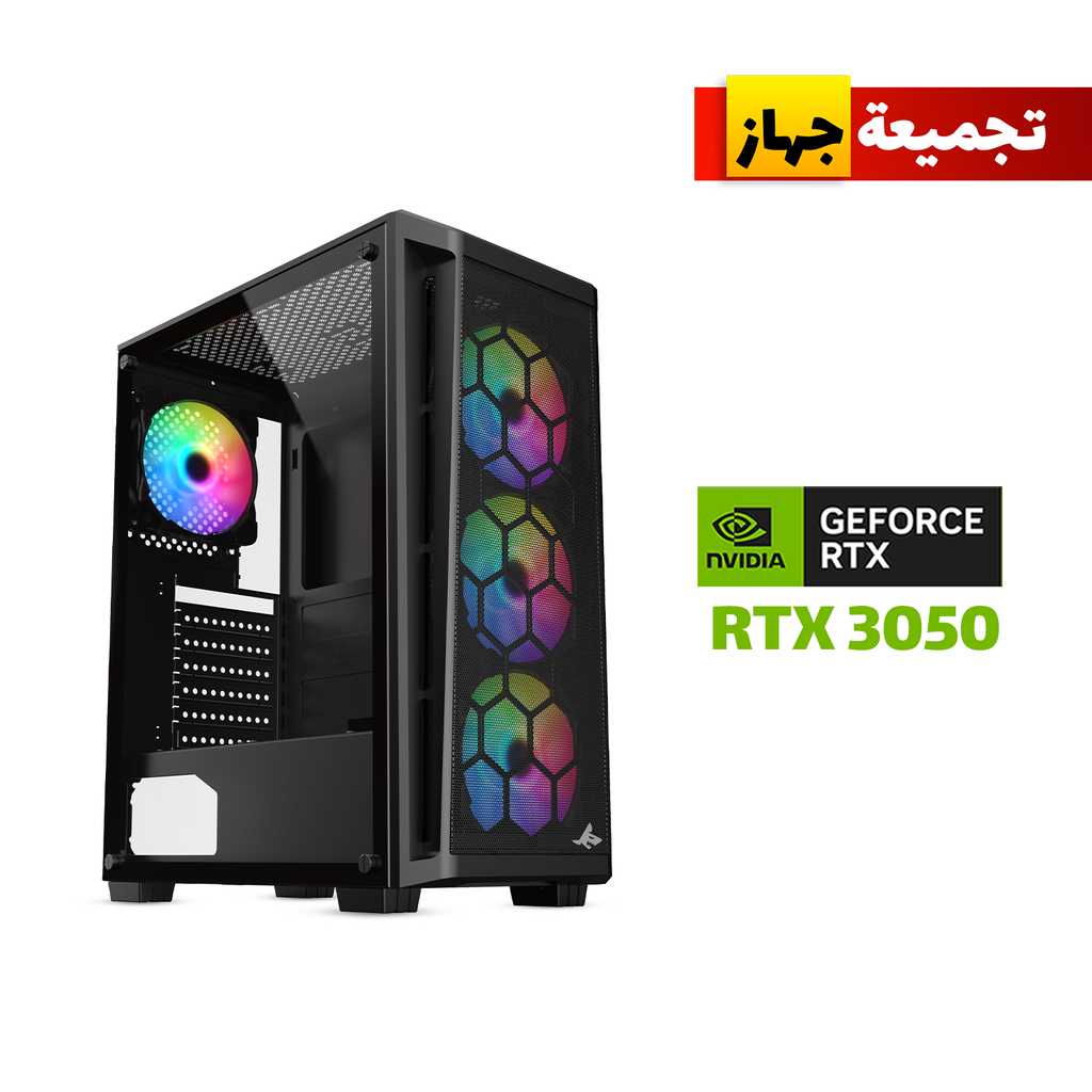 [NS026610] Gaming PC i5-12400F, H610 MotherBoard, 16GB DDR4 RAM, 1TB NVMe SSD, RTX 3050 8GB VGA, 650 WATT PSU, Sharx Razorfin ATX Mid Tower Gaming Case, USB WiFi Adapter, Windows 11 Pro License