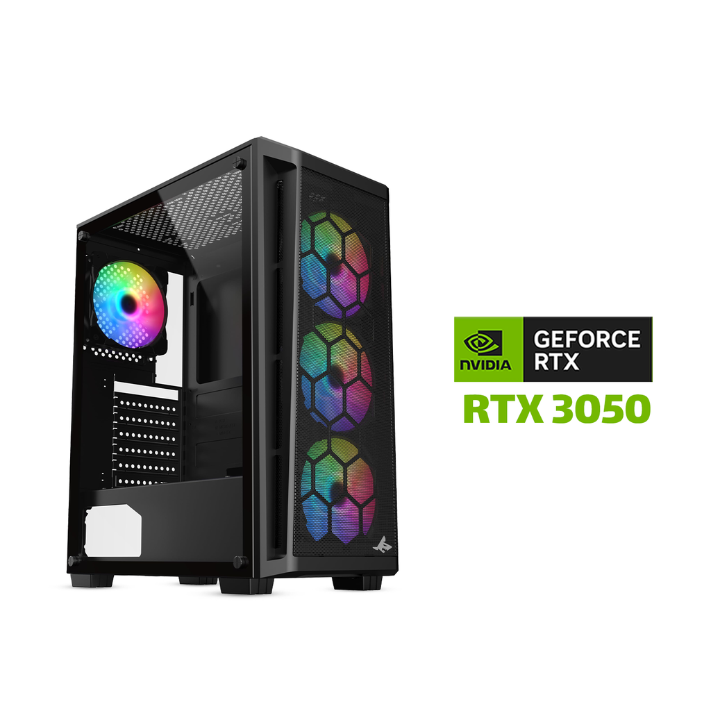 [NS026610] Gaming PC i5-12400F, H610 MotherBoard, 16GB DDR4 RAM, 1TB NVMe SSD, RTX 3050 8GB VGA, 650 WATT PSU, Sharx Razorfin ATX Mid Tower Gaming Case, USB WiFi Adapter, Windows 11 Pro License