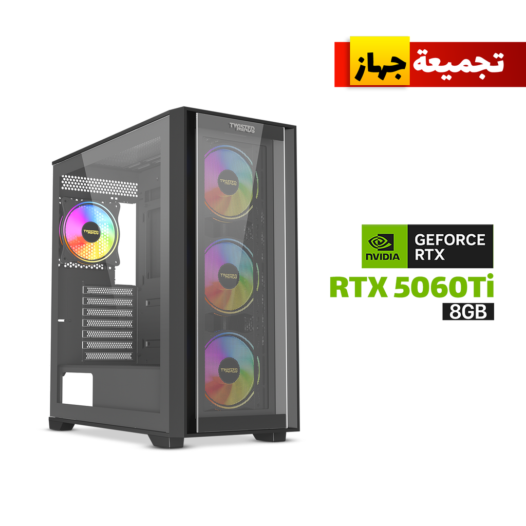[NS028776] Gaming PC i5-14400F CPU, H610M DDR5 Motherboard, 16GB DDR5 RAM, 1TB NVMe SSD, GeForce RTX 5060 Ti 8GB VGA, 750 WATT PSU, Twisted Mind Ultimate E-ATX Mid Tower Case Black, USB Wi-Fi Adapter, Windows 11 Pro (License)