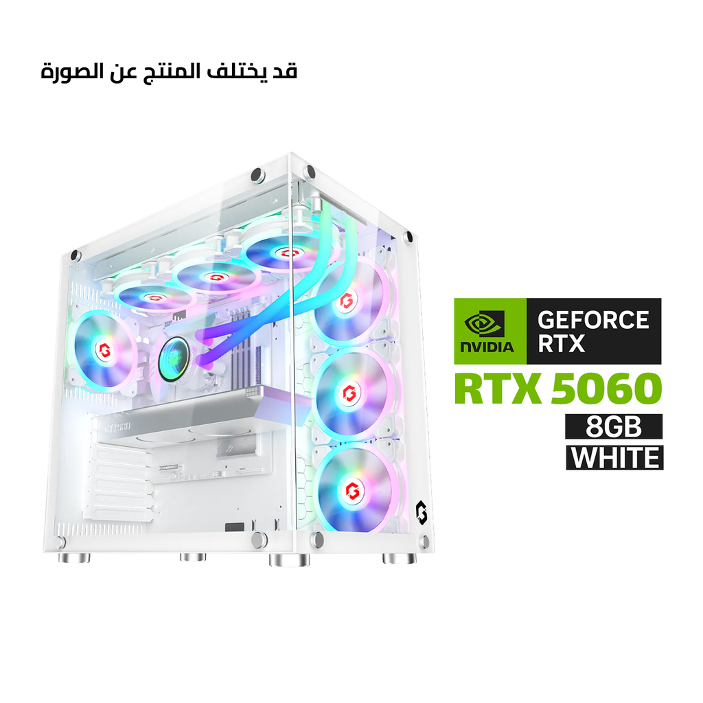 [NS030784] Gaming PC i5-14400F Processor, ASUS H610 D5 WIFI Motherboard, 16GB RAM DDR5, 1TB SSD NVME, GIGABYTE GeForce RTX 5060 EAGLE OC ICE 8GB White, 650 WATT PSU, GameOn Emperor Arctic II Series Mid Tower Case White, 7 ARGB Fans, Windows 11 Pro (License)