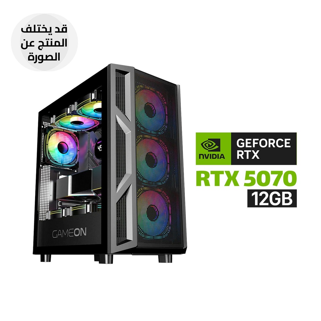 [NS032136] Gaming PC i5-14400F Processor, B760M D5 Motherboard, 16GB RAM DDR5, 1TB SSD NVMe, RTX 5070 12GB VGA, 850 WATT PSU, AZZA L240 Liquid Cooler, GameOn Trident IV Series Case with 4 RGB Fans, Windows 11 Pro (License)