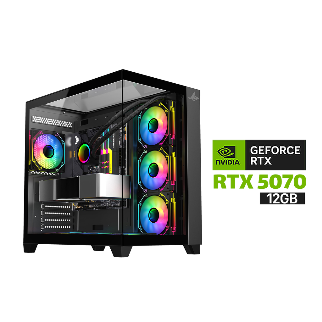 [NS029932] Gaming PC i5-14600K Processor, ASUS TUF B760 Wi-Fi Motherboard, 32GB RAM DDR5, 2TB SSD NVME, RTX 5070 12GB VGA, 750 WATT GOLD PSU, L360 Liquid Cooler, Sharx Profin GX700 Mid Tower Case, 7x Pre-Installed ARGB Fans, Windows 11 Pro (License)
