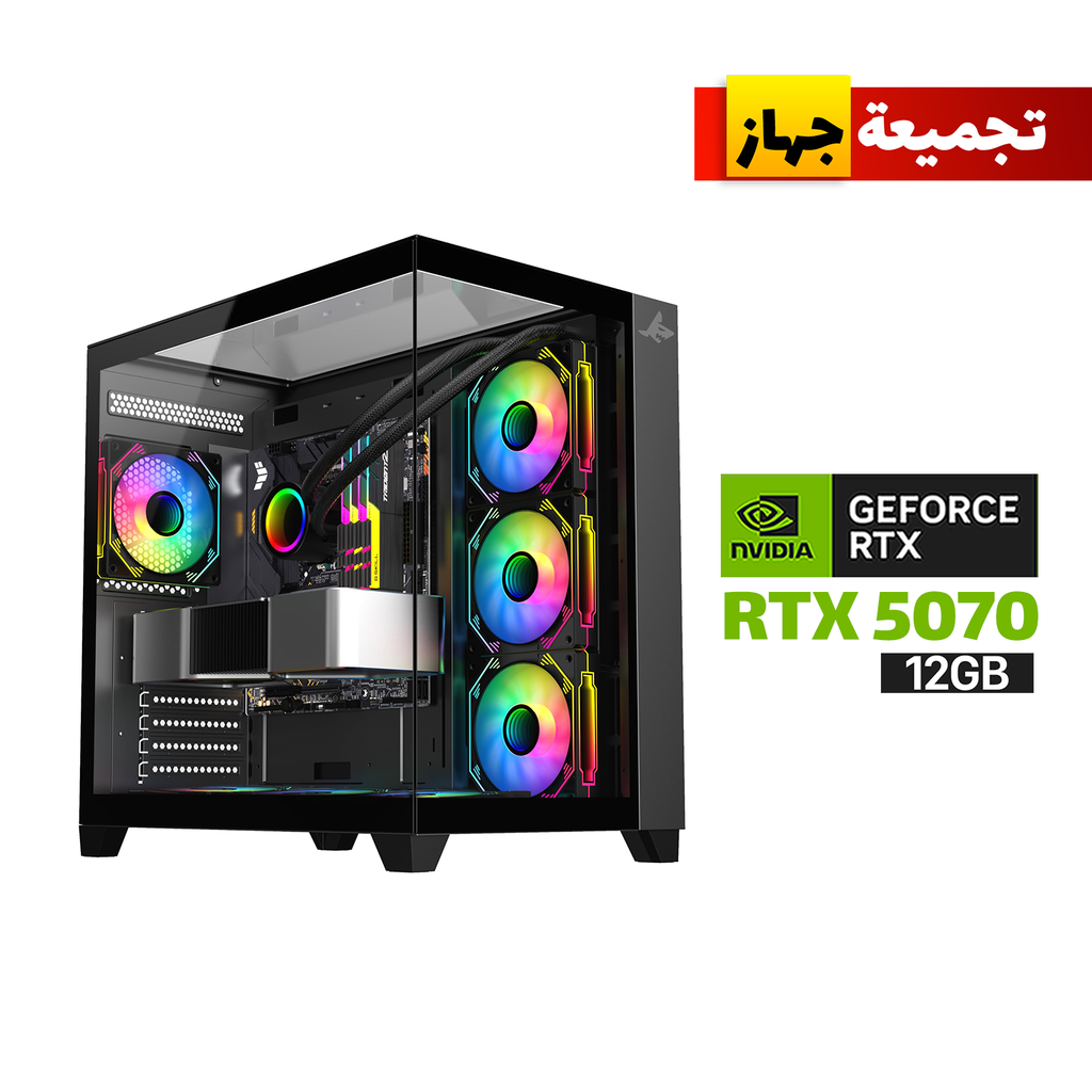 Gaming PC i5-14600K Processor, ASUS TUF B760 Wi-Fi Motherboard, 32GB RAM DDR5, 2TB SSD NVME, RTX 5070 12GB VGA, 750 WATT GOLD PSU, L360 Liquid Cooler, Sharx Profin GX700 Mid Tower Case, 7x Pre-Installed ARGB Fans, Windows 11 Pro (License)