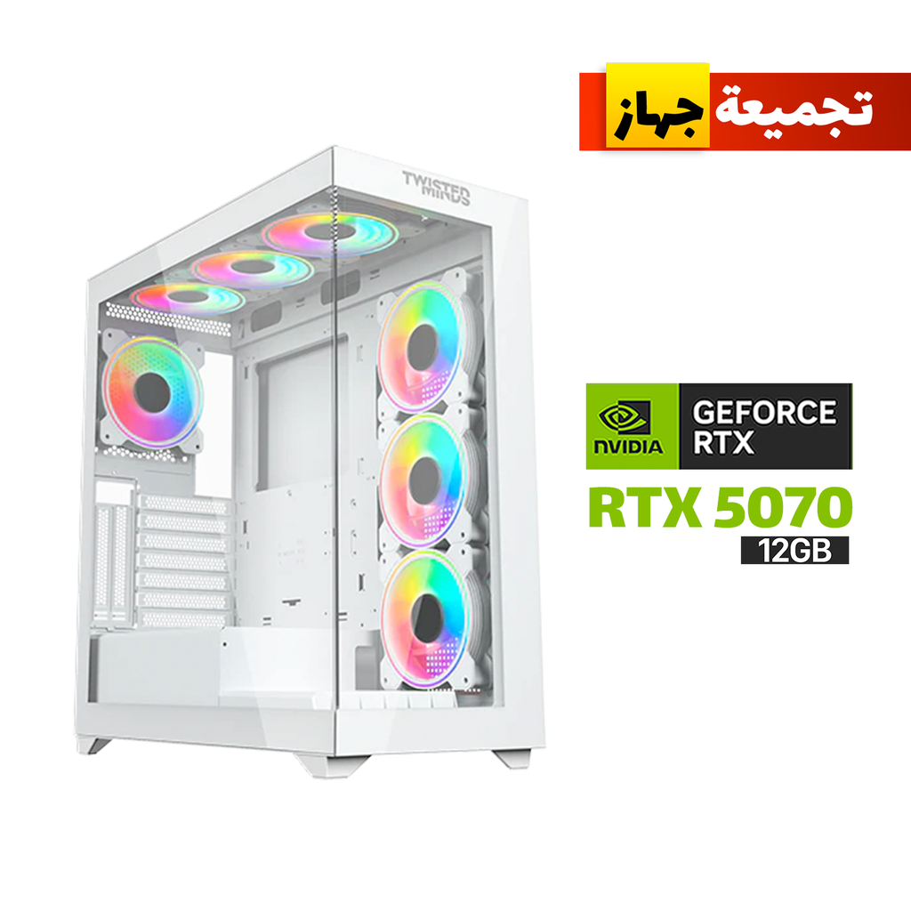 Gaming PC i7-14700F Processor, GIGABYTE B760 AC WIFI+BT Motherboard, 32GB RAM DDR5, 1TB NVME SSD, RTX 5070 12GB VGA, 750 WATT GOLD PSU ,L240 Liquid Cooler, Twisted Minds Quantum Case, 7x Pre-Installed ARGB Fans, Windows 11 Pro (License)