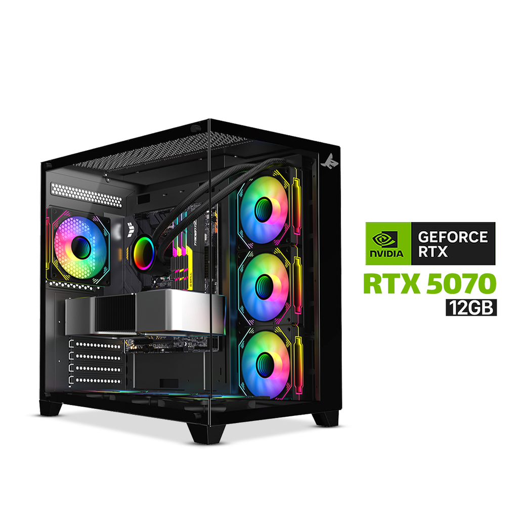[NS029748] Gaming PC i7-14700F, GigaByte Intel B760M G AX WIFI DDR5 MotherBoard, 32GB DDR5 (6000) RAM, 1TB NVMe SSD, RTX 5070 12GB VGA, 850 Watt GOLD PSU, AZZA L240 Liquid Cooler, Sharx Profin XI700B Case Black, Windows 11 Pro License