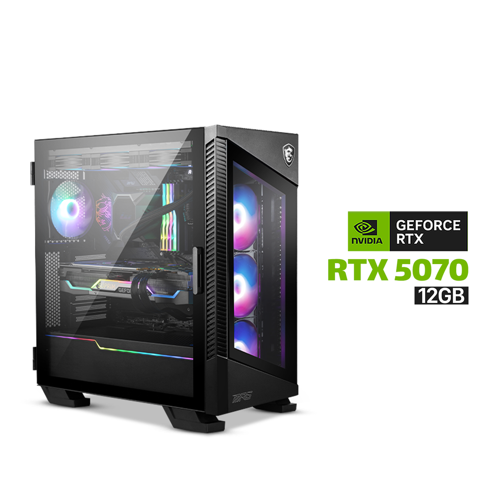 Gaming PC i7-14700K CPU, MSI Z790-P WiFi DDR5 MotherBoard, 32GB DDR5 (6000) RAM, 2TB NVMe SSD, Asus TUF Gaming RTX 5070 12GB VGA, 850 WATT GOLD PSU, AZZA L360 Liquid Cooler, MSI MPG Velox 100R Mid Tower Case With 4x RGB Fans Black, Windows 11 Pro License