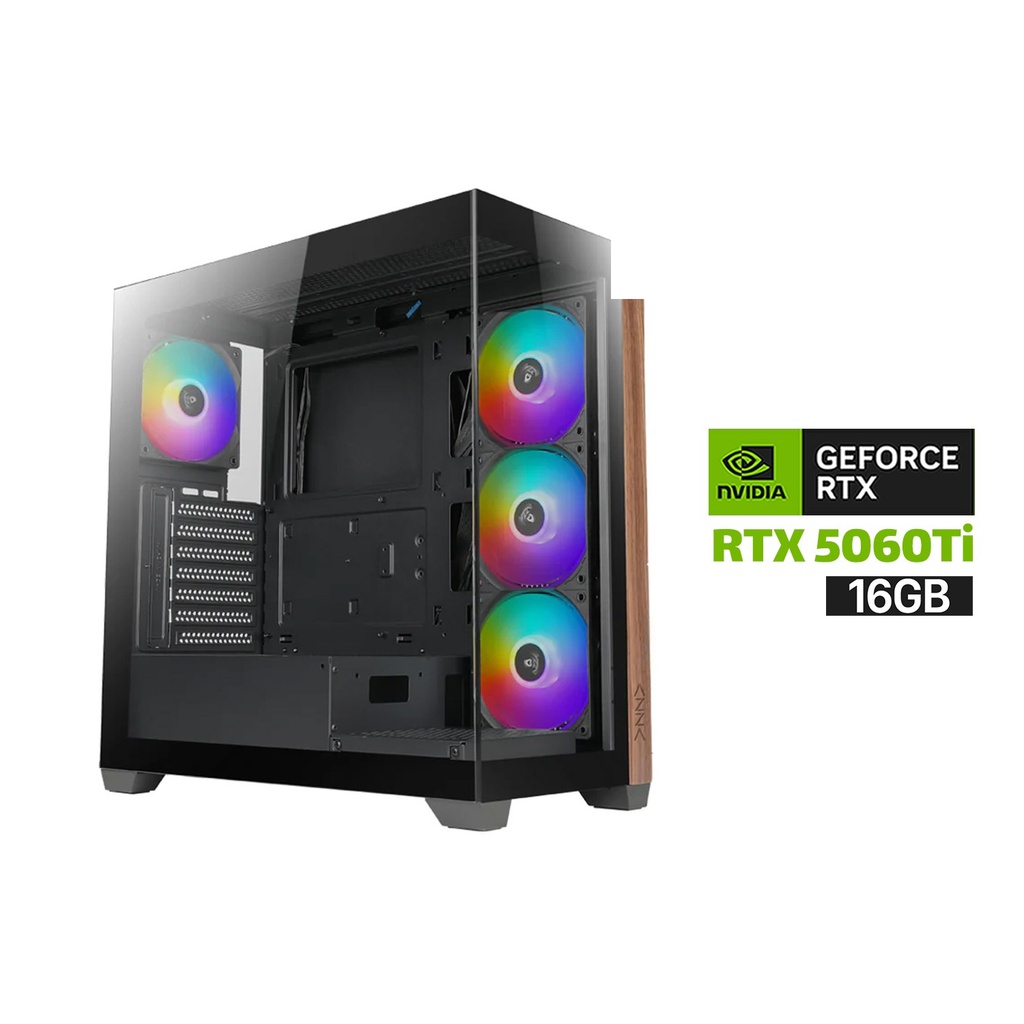 [NS029997] Gaming PC i7-14700K Processor, GIGABYTE B760 D5 WIFI Motherboard, 32GB RAM DDR5, 1TB SSD NVME, RTX 5060 TI 16GB VGA, AZZA L240 Liquid Cooler, 750 WATT PSU GOLD, Azza Neptune Mid Tower Case with 4X RGB Fans, Windows 11 Pro (License)