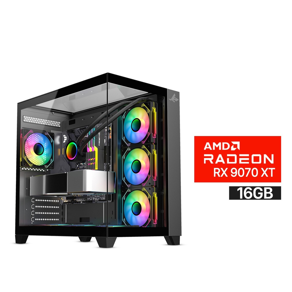 [NS029771] Gaming PC i9-14900K CPU,ASUS TUF Gaming Z790 Motherboard,64GB RAM DDR5 (6000),WD 2TB SSD NVMe,XFX RX 9070 XT 16GB VGA,1000 WATT GOLD PSU,L360 Liquid Cooler,Sharx Profin GX700 Mid Tower Case,7x Pre-Installed ARGB Fans,Windows 11 Pro (License)