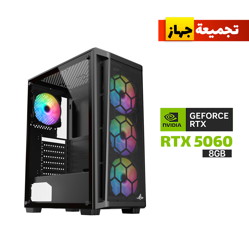 [NS029358] Gaming PC Intel Core i5-12400F Processor, H610 DDR4 Motherboard, 16GB DDR4 RAM, 1TB SSD NVME, RTX 5060 8GB VGA, 750 WATT PSU, Sharx Razorfin ATX Mid Tower Case, 4x Pre-Installed RGB Fans, USB Wi-Fi+BT, Windows 11 Pro (License)