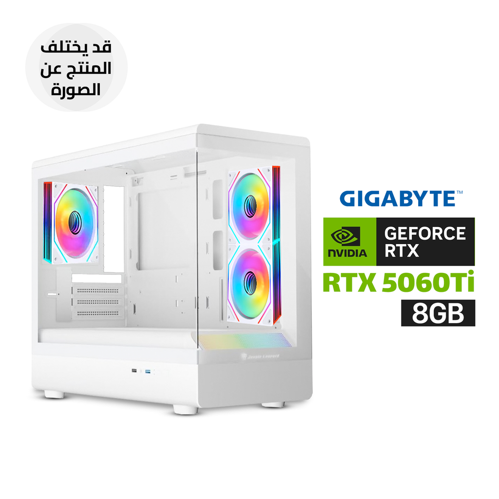 [NS031290] Gaming PC Intel Core i5-14400F Processor, ASUS H610 D5 WIFI Motherboard, 16GB DDR5 RAM, 1TB NVMe SSD, GigaByte GeForce RTX 5060 Ti EAGLE OC ICE 8GB VGA, 750 WATT PSU, Jungle Leopard MS-01 Micro ATX Case 3x Fans, Windows 11 Pro (License)