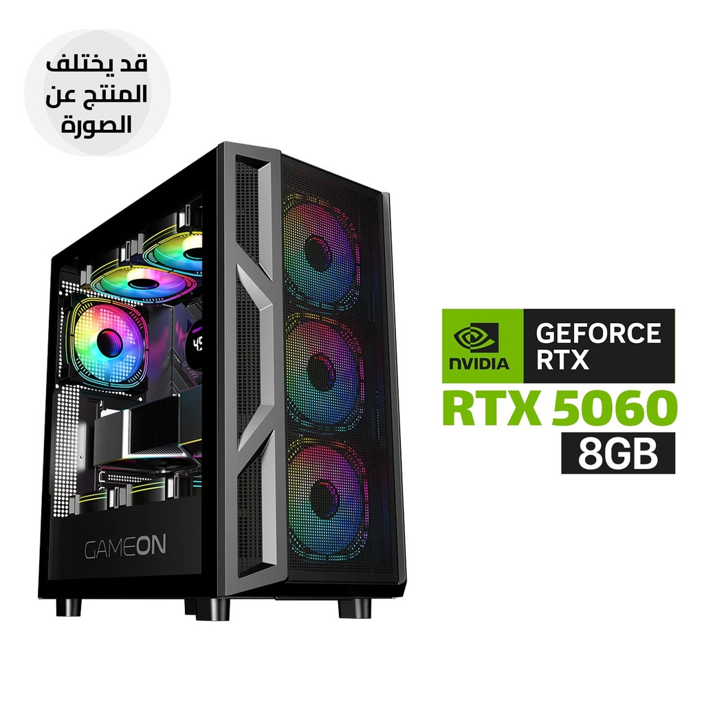 [NS032503] Gaming PC Intel Core i5-14400F Processor, H610 DDR4 Motherboard, 16GB DDR4 RAM, 1TB SSD NVMe, RTX 5060 8GB VGA, 750 WATT PSU, GameOn Trident IV-M PowerForge Case with 4x ARGB Fans, USB Wi-Fi Adapter, Windows 11 Pro (License)