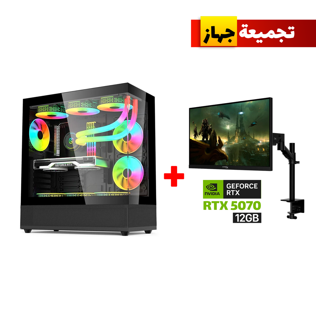[NS031177] Gaming PC Intel Core i7-14700F, MSI B760 D5 WiFi Motherboard, 32GB DDR5 (6000) RAM, 2TB NVMe SSD, PNY RTX 5070 12GB GPU, 750W Gold PSU, L240 Liquid Cooler, Acer V930B Case 6x RGB Fans, Windows 11 Pro + HyperX Armada 27" 2K 165Hz Monitor