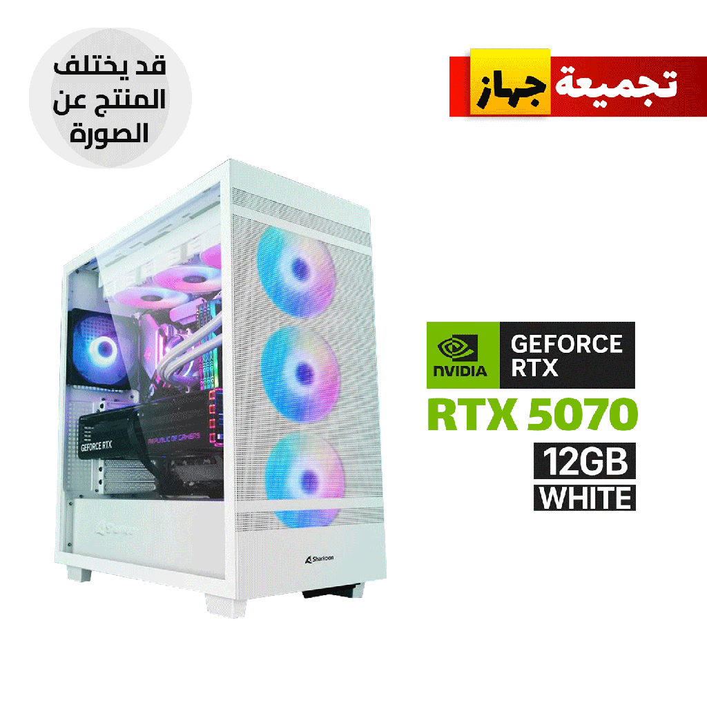 Gaming PC Intel Core i7-14700K, ASUS Z790-P WiFi DDR5 Motherboard, 32GB DDR5 6000 RAM, 1TB NVMe SSD, RTX 5070 12GB White GPU, 850W Gold PSU, L360 Liquid Cooler White, Sharkoon Rebal C50 Case 4x RGB Fans, Windows 11 Pro