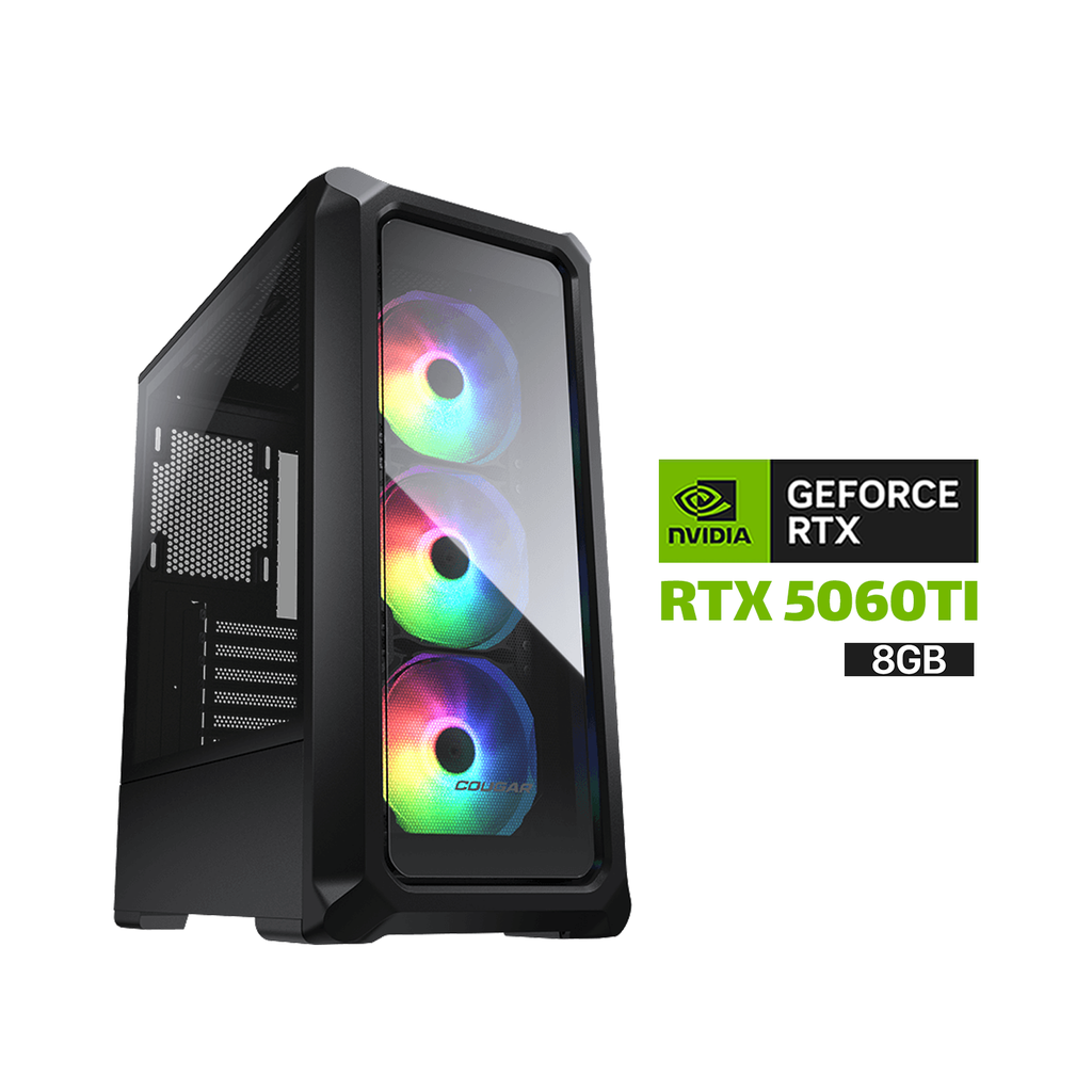 [NS029615] Gaming PC Intel Core Ultra 5-225F 4.90GHz 20MB Processor, ASUS H810 Motherboard, 16GB DDR5 RAM DDR5, 1TB SSD NVME, RTX 5060 TI 8GB VGA, 750 WATT PSU, Cougar Archon 2 RGB Brilliant Mid Tower Case, 3x Pre-Installed ARGB Fans, Windows 11 Pro (License)