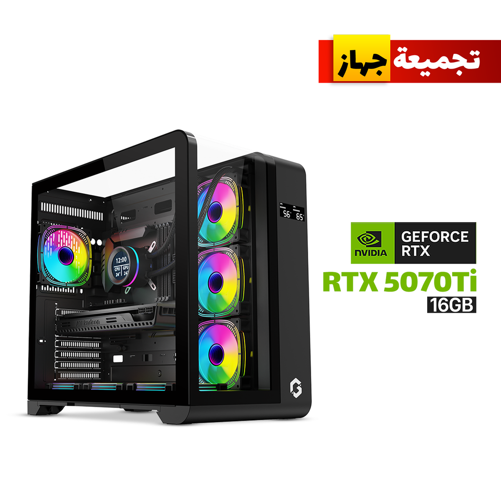 Gaming PC Intel Ultra 7 265K CPU, Asus Z890-P WiFi MotherBoard, 32GB DDR5 (6000) RAM, 2TB NVMe Gen-4 SSD, GigaByte RTX 5070 Ti 16GB VGA, 850 Watt GOLD PSU, L360 Liquid Cooler, GameOn Infinity Series Digital Display Screen Case, Windows 11 Pro License