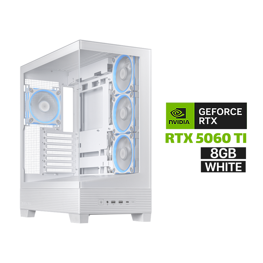 [NS030419] Gaming PC RYZEN 5-9600X Processor, Asus Prime B850M-K Motherboard, 16GB RAM DDR5, 1TB SSD NVMe, ASUS DUAL RTX 5060 TI 8GB VGA White, 850 WATT PSU, L240 Liquid Cooler, Asus A31 Plus Mid Tower Case, USB Wi-Fi Adapter, Windows 11 Pro License