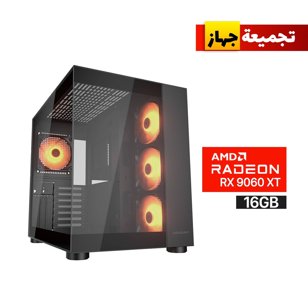 [NS029672] Gaming PC RYZEN 5-9600X Processor, B650 Motherboard, 32GB RAM DDR5 (6000), 1TB SSD NVME, RX 9060 XT 16GB VGA, 750 WATT GOLD PSU, L240 Liquid Cooler, Cougar FV150 RGB Mid Tower Case, 4x Pre-Installed RGB Fans, USB Wi-Fi Adapter, Windows 11 Pro (License)