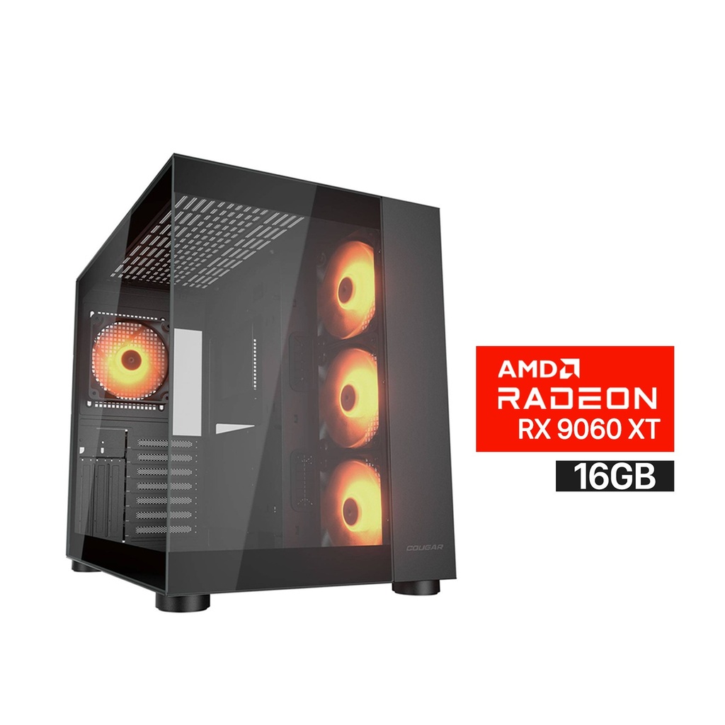 [NS029672] Gaming PC RYZEN 5-9600X Processor, B650 Motherboard, 32GB RAM DDR5 (6000), 1TB SSD NVME, RX 9060 XT 16GB VGA, 750 WATT GOLD PSU, L240 Liquid Cooler, Cougar FV150 RGB Mid Tower Case, 4x Pre-Installed RGB Fans, USB Wi-Fi Adapter, Windows 11 Pro (License)