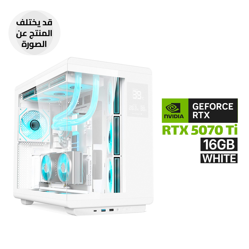 Gaming PC Ryzen 7 9800X3D, Asus X870 Max WiFi7 White, 32GB D5 RGB 6000, 2TB SSD NVMe, ASUS TUF RTX 5070 Ti 16GB White, PRIME LC 360 ARGB White AIO, TUF 1000W PSU White, Acer U600 White Case, 7x RGB Fans, Windows 11 Pro