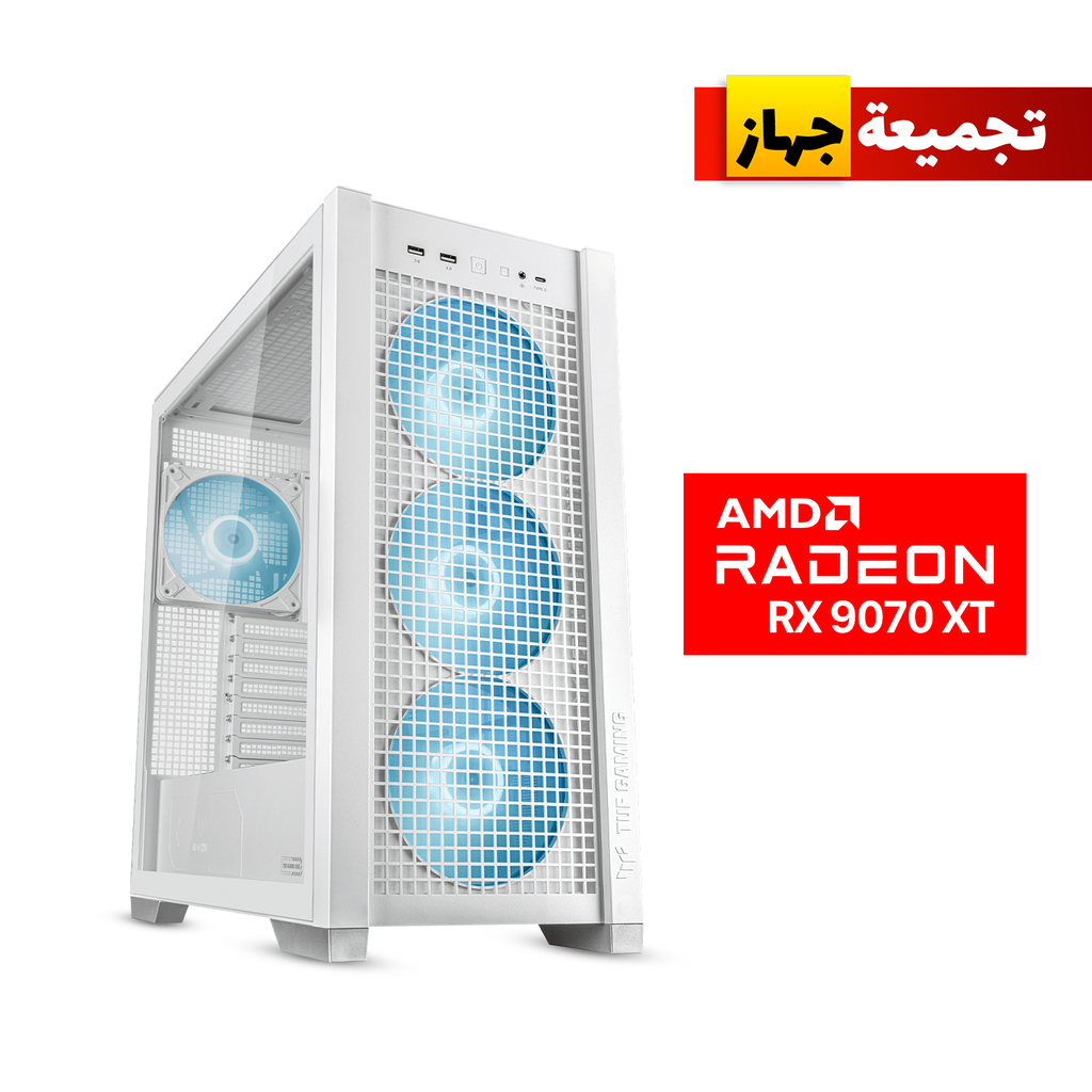 [NS028939] Gaming PC Ryzen 7 9800X3D, Asus X870-P WiFi MB, 32GB DDR5 (6000) RAM, 2TB NVMe SSD (6000), XFX Quick Silver AMD Radeon RX 9070 XT 16GB White VGA, 850 WATT GOLD PSU, Cougar L360 Liquid Cooler White, Asus TUF Gaming GT302 ARGB White Case, Win 11 Pro License