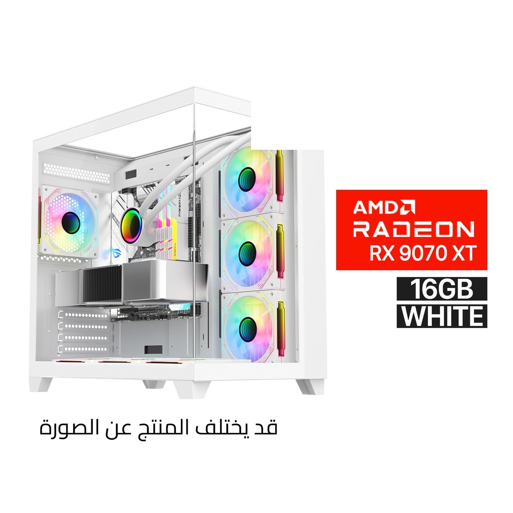 Gaming PC RYZEN 7-9700X Processor, ASUS PRIME B850 Wi-Fi Motherboard, 32GB DDR5 RAM (6000), 2TB SSD NVMe, AMD Radeon RX 9070 XT 16GB White, L360 Liquid Cooler White, 850 WATT GOLD PSU, Sharx Profin GX700 Case with 7 ARGB Fans, Windows 11 Pro License
