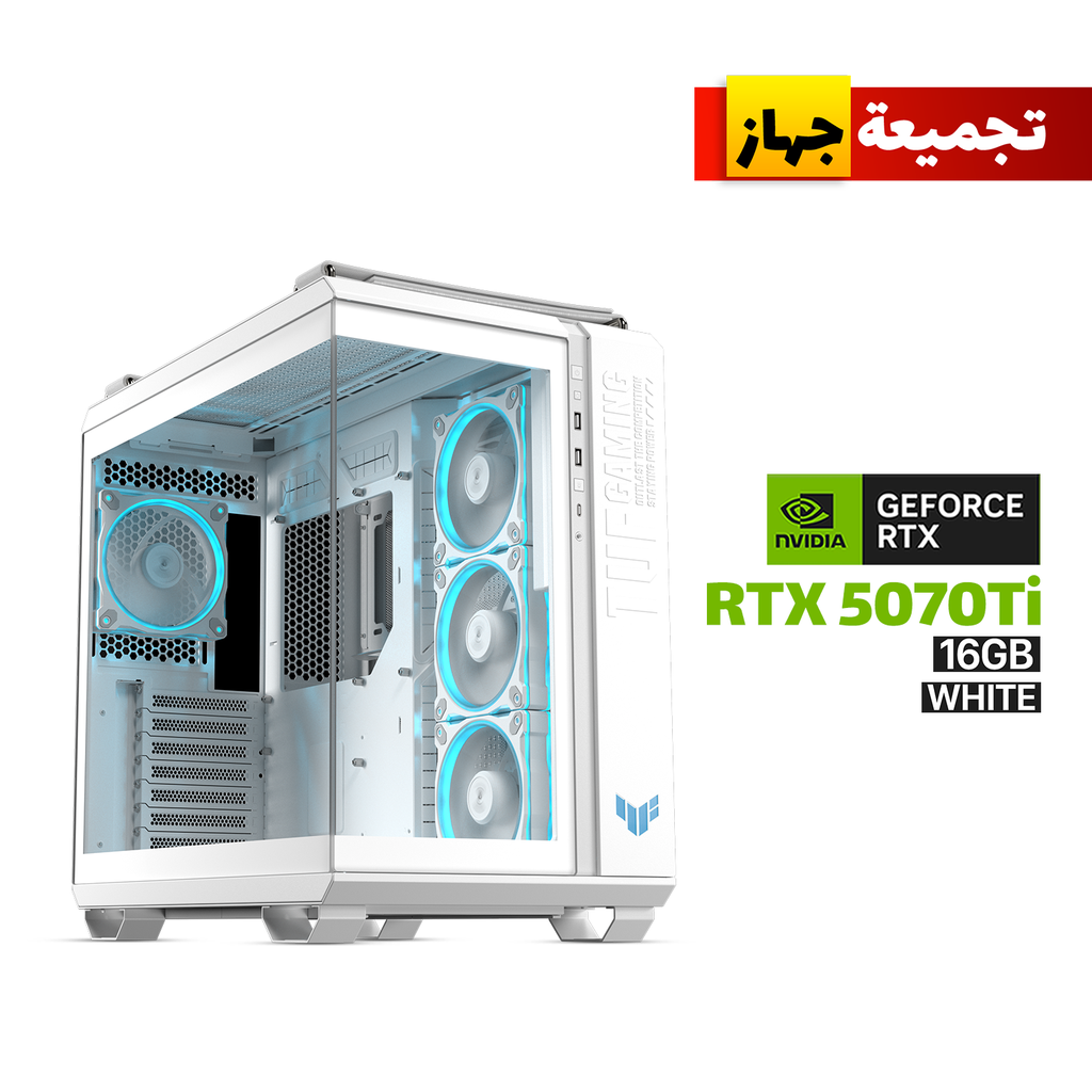 Gaming PC Ryzen 7-9800X3D Processor,ROG STRIX X870-A MB,32GB D5 (6000) White RAM,2TB NVMe Gen-4 (7250) SSD,ZOTAC RTX 5070 Ti 16GB White VGA,L360 Liquid Cooler White,850W GOLD PSU, TUF GT502 Horizon Case White,TUF 3x Fans,Windows 11 Pro