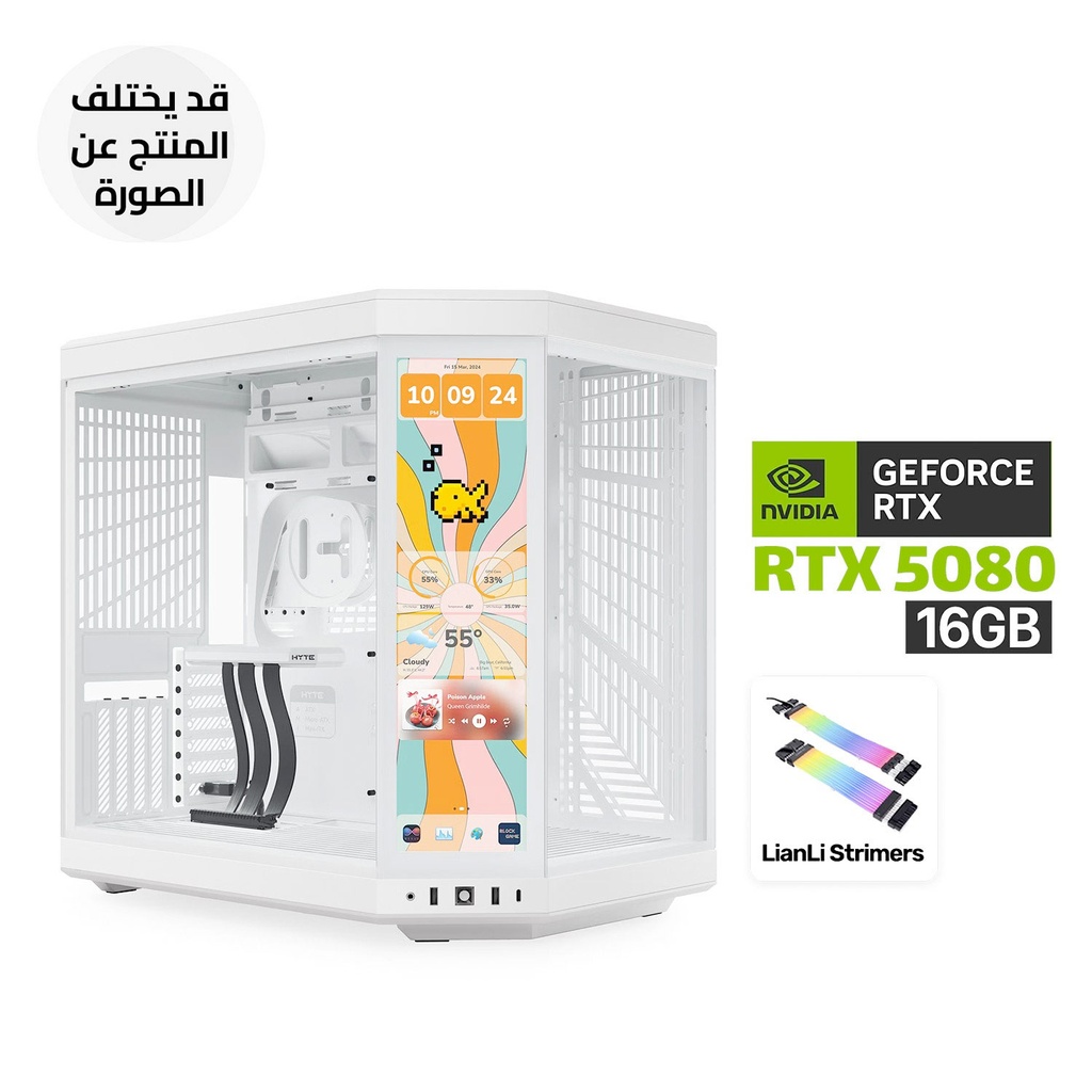 Gaming PC RYZEN 7-9800X3D, ASUS ROG STRIX X870-A, 32GB RAM D5 White, 2TB SSD NVMe, ASUS ASTRAL RTX 5080 16GB White, 1000 WATT GOLD PSU White, ROG Strix LC III 360 ARGB White Edition, HYTE Y70 Touch INFINITE White 7x Fans, Lian-Li Strimers, Windows 11 Pro