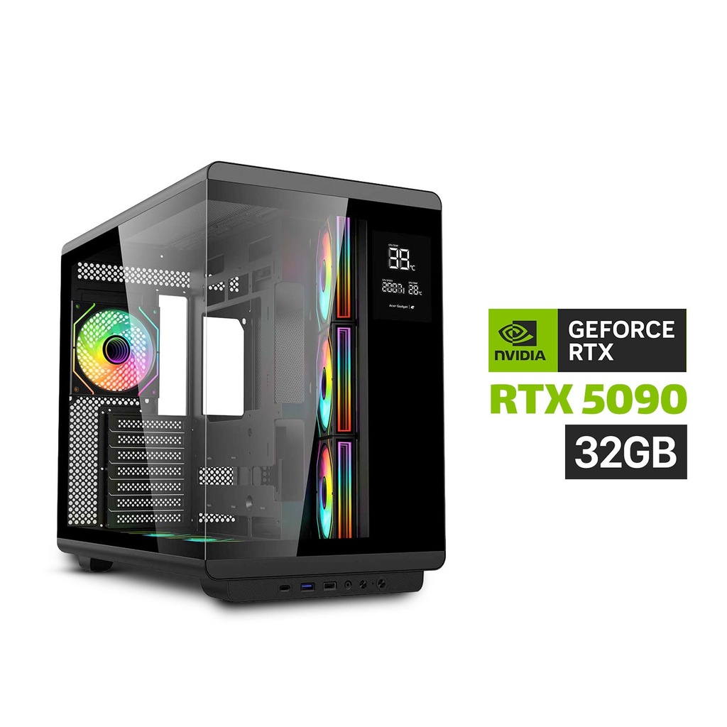 [NS030792] Gaming PC Ryzen 7-9800X3D, ASUS ROG Strix X870-F WiFi 7, 64GB DDR5 RAM, 2TB Gen4 NVMe SSD, RTX 5090 32GB, 1200W Gold PSU, ASUS TUF L360 Cooler, Acer U600 Case 7x ARGB Fans, Win 11 Pro (License)