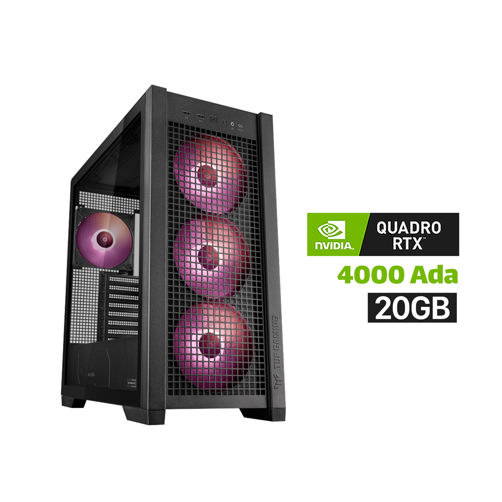 Gaming PC Ryzen 9-9900X3D, Asus ProArt X870E-Creator WiFi 7, 64GB DDR5 6000, 2TB NVMe 7250 SSD, PNY Quadro RTX Ada 4000 20GB, 1000W Gold PSU, ASUS L360 Cooler, TUF GT302 Case 4x ARGB Fans , Win 11 Pro
