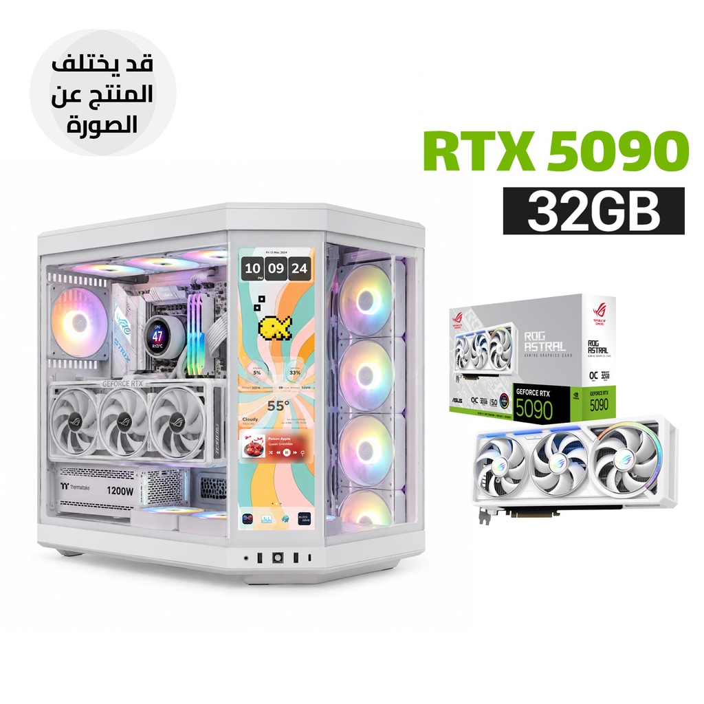 [NS032459] Gaming PC RYZEN 9-9950X3D, Rog Strix X870-A Wi-Fi 7, Kingston RGB 64GB DDR5, SAMSUNG 9100 GEN-5 2TB NVMe, Asus ASTRAL RTX 5090 32GB White, ROG Thor 1200W Platinum III, ROG Ryuo IV SLC 360 ARGB White Edition, HYTE Y70 Touch Infinite 7x Fans, Win 11 Pro