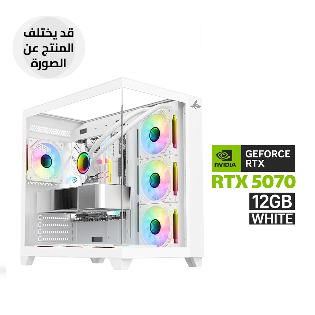 [NS028218] Gaming PC – AMD Ryzen 7 9700X, ASUS ROG STRIX B850-A WiFi 7, 32GB DDR5 6000MHz RAM, 2TB NVMe Gen4 SSD, ASUS PRIME RTX 5070 12GB White GPU, 850W Gold PSU, L360 Liquid Cooler White, Sharx Profin XI700W Case with 7 RGB Fans, Windows 11 Pro Licensed