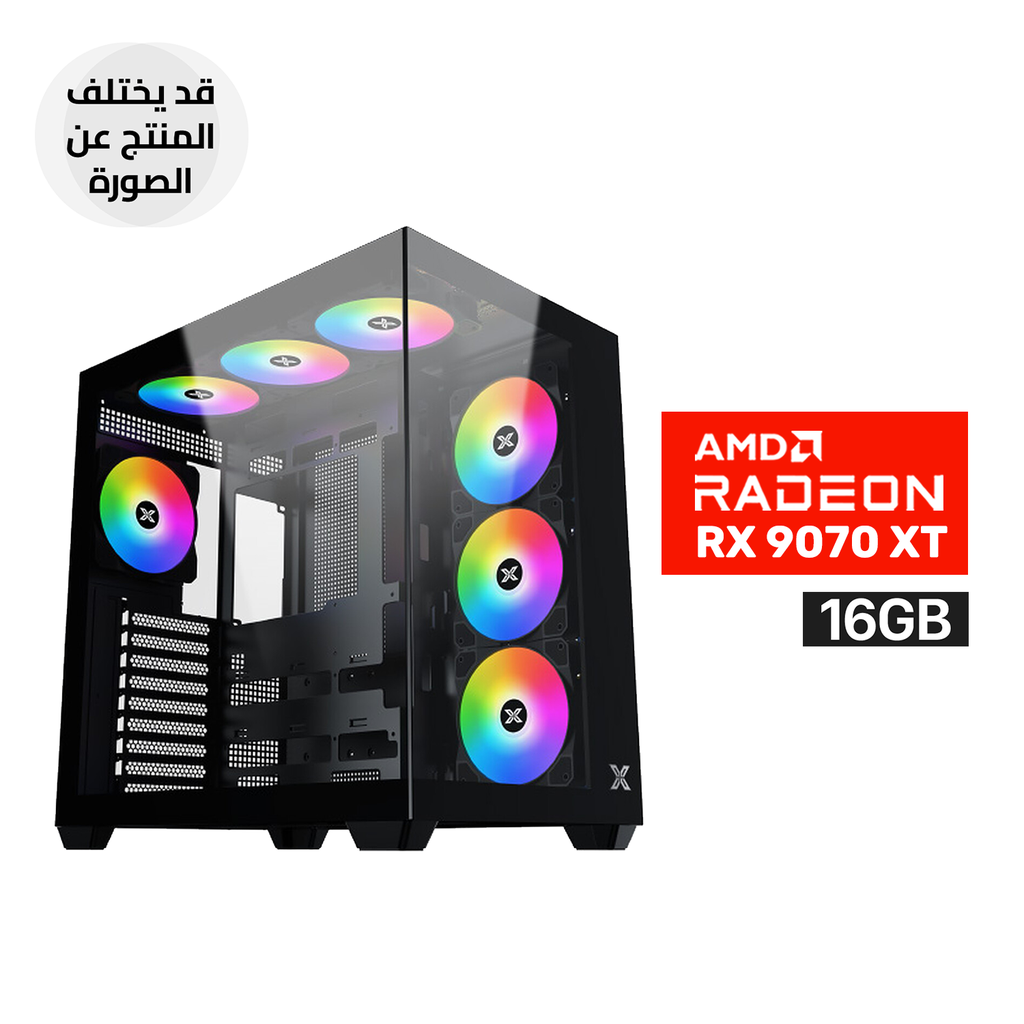 Gaming PC – AMD Ryzen 7 9800X3D, ASUS TUF B850 WiFi Motherboard, 32GB DDR5 RAM, 2TB NVMe Gen4 SSD, ASUS Prime RX 9070 XT 16GB GPU, 850W Gold PSU, ASUS Prime L360 Liquid Cooler, Xigmatek Aqua V Air Case 7x RGB Fans, Windows 11 Pro