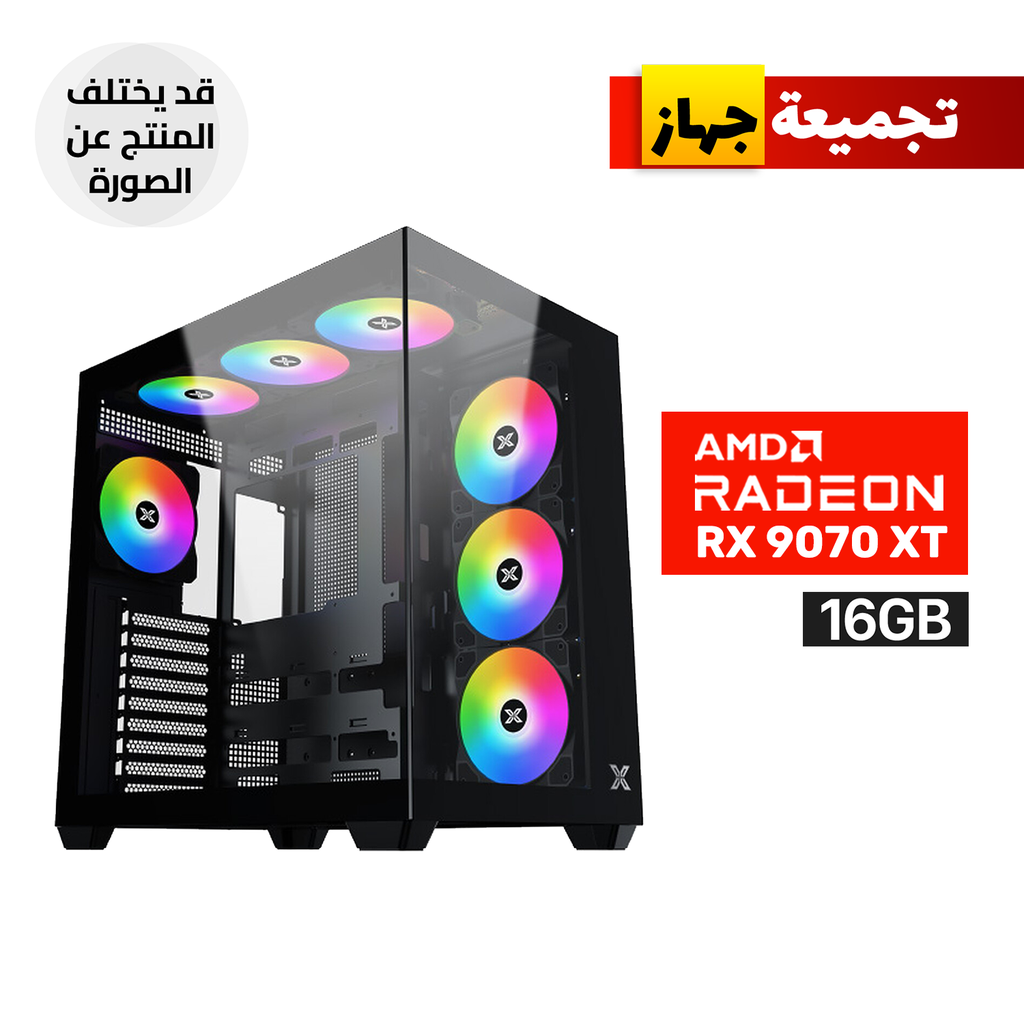 [NS031589] Gaming PC – AMD Ryzen 7 9800X3D, ASUS TUF B850 WiFi Motherboard, 32GB DDR5 RAM, 2TB NVMe Gen4 SSD, ASUS Prime RX 9070 XT 16GB GPU, 850W Gold PSU, ASUS Prime L360 Liquid Cooler, Xigmatek Aqua V Air Case 7x RGB Fans, Windows 11 Pro