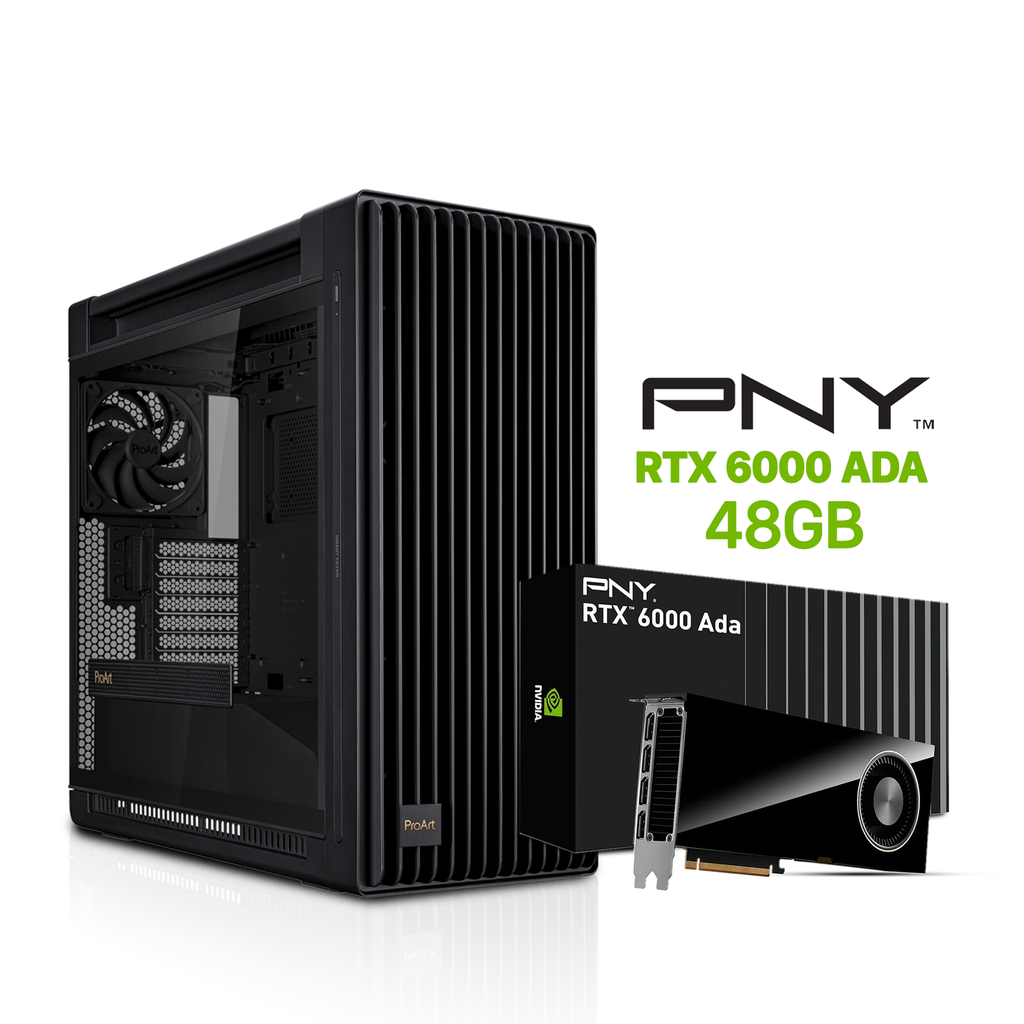 [NS031279] Professional PC AMD Ryzen 9-9950X3D, Asus ProArt X870E-Creator WiFi 7, 128GB DDR5 RAM, 4TB NVMe Gen-5 SSD, PNY RTX 6000 ADA 48GB GPU, ASUS TUF 1200W Gold PSU, ProArt LC 360 Cooler, ProArt PA602 Case, Windows 11 Pro
