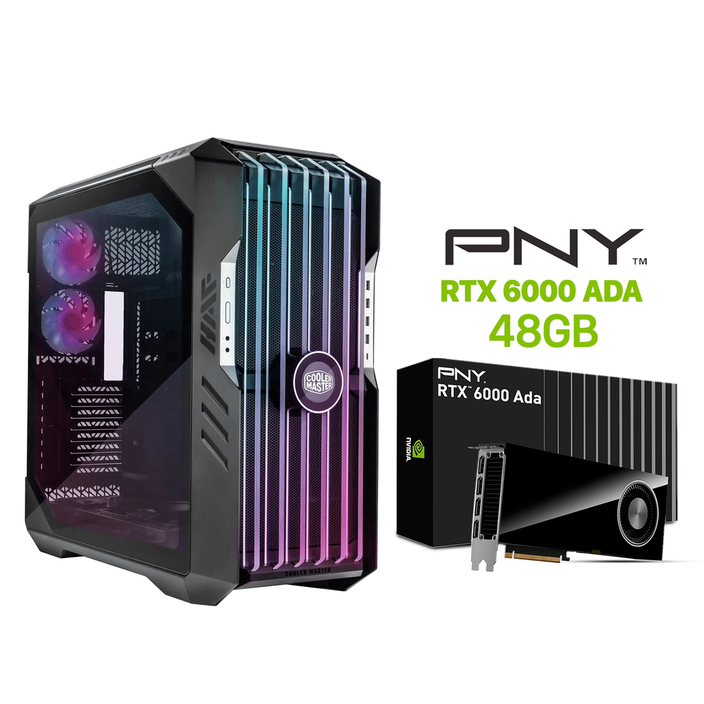 [NS032094] Workstation PC, Ryzen Threadripper Pro 9965WX, ASUS Pro WS TRX50-SAGE WiFi, 128GB Kingston D5 RAM, WD 8TB NVMe SSD, PNY NVIDIA RTX 6000 Ada 48GB, ROG Thor 1600W Titanium PSU, SilverStone XE360-TR5 Cooler, Cooler Master HAF700 EVO 6x Fans, Windows 11 Pro