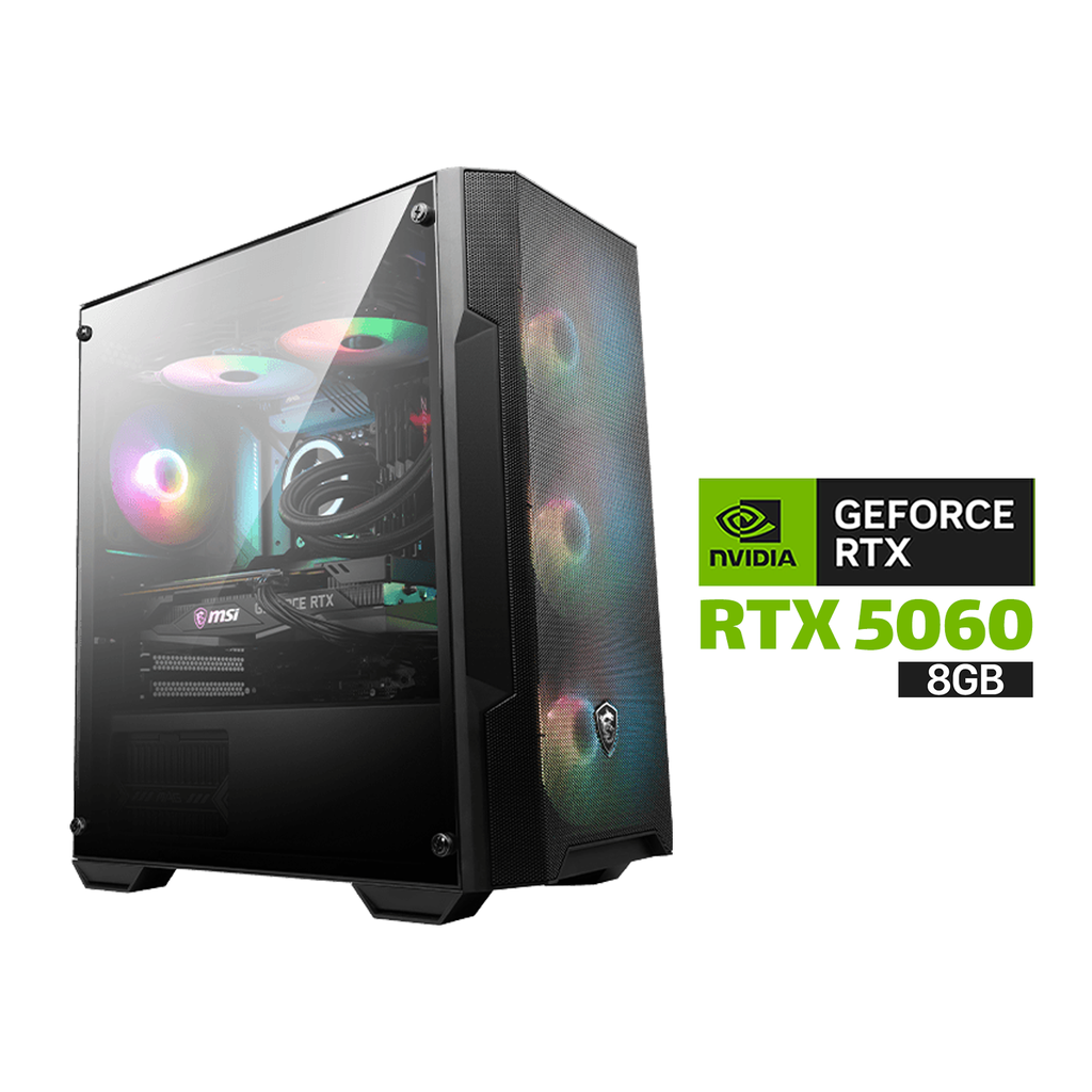 [NS029075] Gaming PC AMD RYZEN 5-9600X Processor, B650 Motherboard, 32GB RAM DDR5, 1TB SSD NVME, ZOTAC RTX 5060 8GB VGA, 750 WATT PSU, MSI MAG Forge M100A ATX Micro Case, 4X Pre-Installed RGB Fans, USB Wi-Fi Adapter, Windows 11 Pro License
