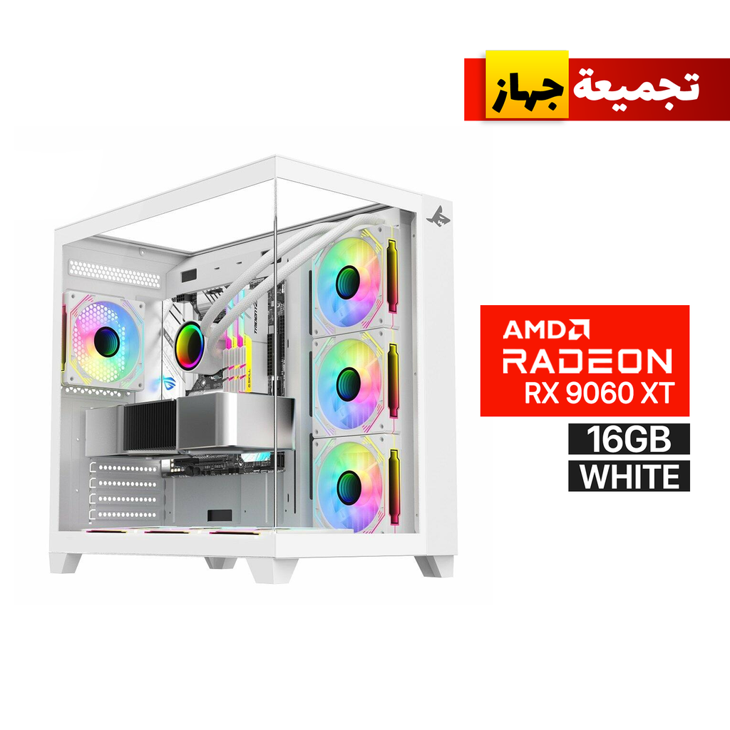 [NS029935] Gaming PC AMD RYZEN 5-9600X Processor,GIGABYTE B850 ICE Motherboard,32GB D5 RAM,1TB SSD NVME, Sapphire Pure AMD Radeon RX 9060 XT 16GB WHT,750 WATT GOLD PSU,L240 Liquid Cooler WHT,Sharx Profin GX700 Mid Tower Case WHT,7x ARGB Fans,Win 11 Pro (License)